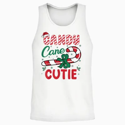 Candy Cane Cutie Funny Christmas Holiday Boys Unisex Tank Top - White