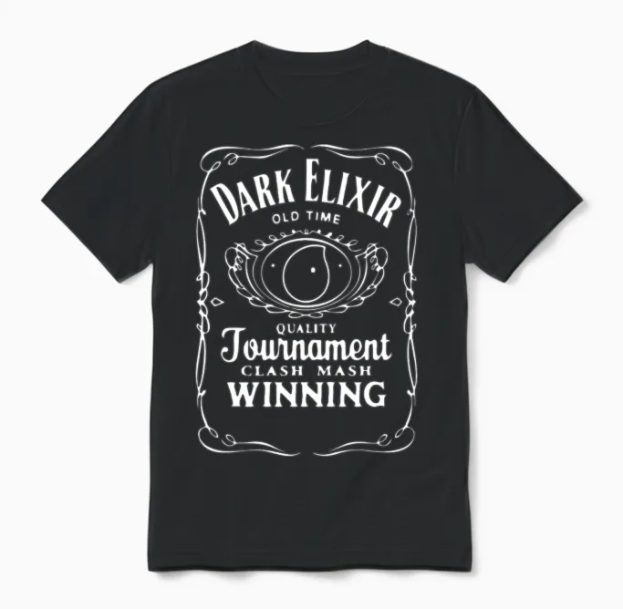 New Popular Dark Elixir Clash of Clans Quote Coc Unisex T-Shirt in Black