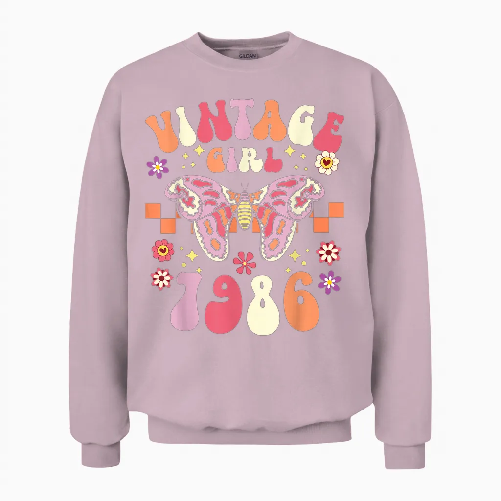 40 Years Vintage Woman Birthday 1986 Unisex Sweatshirt in Light Pink