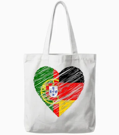 Portugal Deutschland Herz Deutschland Flagge Portugiesische Flagge Herz Tote Bags - White