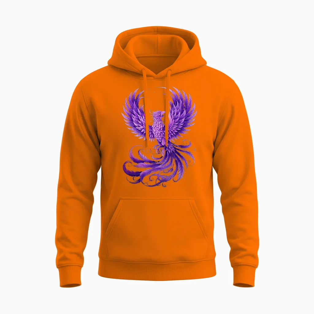 Phoenix Bird Mythischer Vogel Verjüngung Vogel Unisex Hoodie in Safety Orange