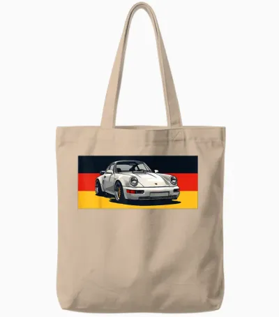 911 Retro Vintage 964 Turbo Car Classic German Flag Track T-Shirt - Black, Small, Unisex-Adults, Short Sleeve, T-Shirt, Car-Themed Tote Bags - Natural