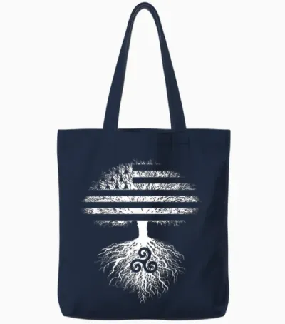 Tree Flag Emblems Brittany Gwenn Ha Triskèle Breton Tote Bags - Navy