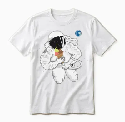 Astronaut with Ice Cream Cone Unisex T-Shirt - White