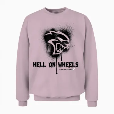 Dodge Hellcat T-Shirt with German Text "die Hölle Auf Räder, Gray Unisex Sweatshirt - Light Pink