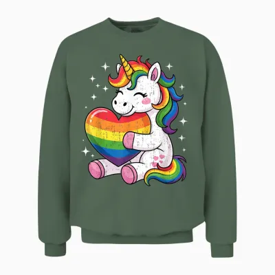Lgbtq Regenbogen Einhorn Sweet Pride Design Für Kinder Unisex Sweatshirt - Military Green