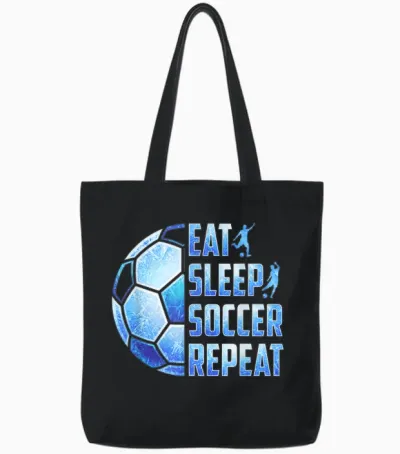 Soccer Eat Sleep Soccer Repeat Boys Tote Bags - Black