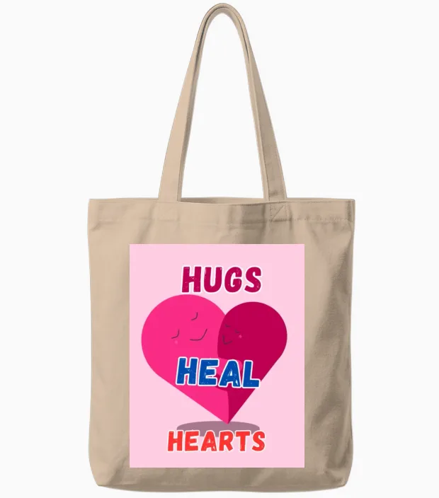 Hugs Tote Bags in Natural