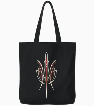 Pinstriping 50s Vintage Retro Tote Bags - Black