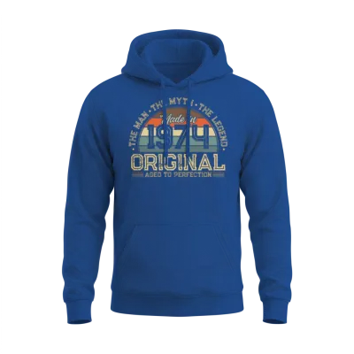 Vintage 1974 Retro Unisex Hoodie - Royal