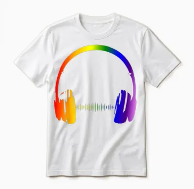 Bunte Kopfhörer Regenbogen Party Techno Radio Nachtclub Dj Unisex T-Shirt - White