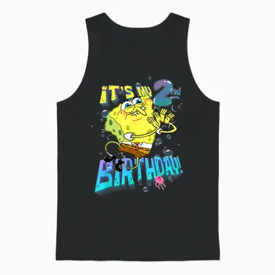 Spongebob It's My 2nd Birthday Boy Girl Kid B-Day Spongebob Unisex Tank Top - Black