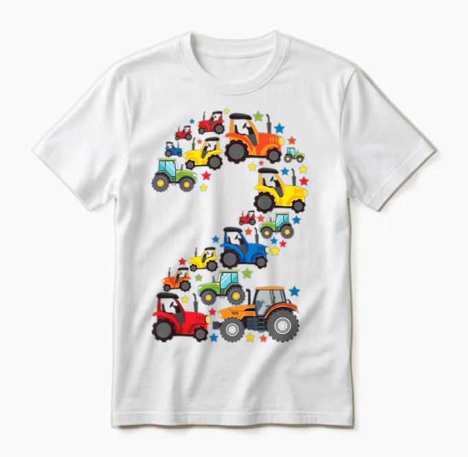 Landwirt Traktor 2. Geburtstag 2 Jahre Jungs Unisex T-Shirt in White