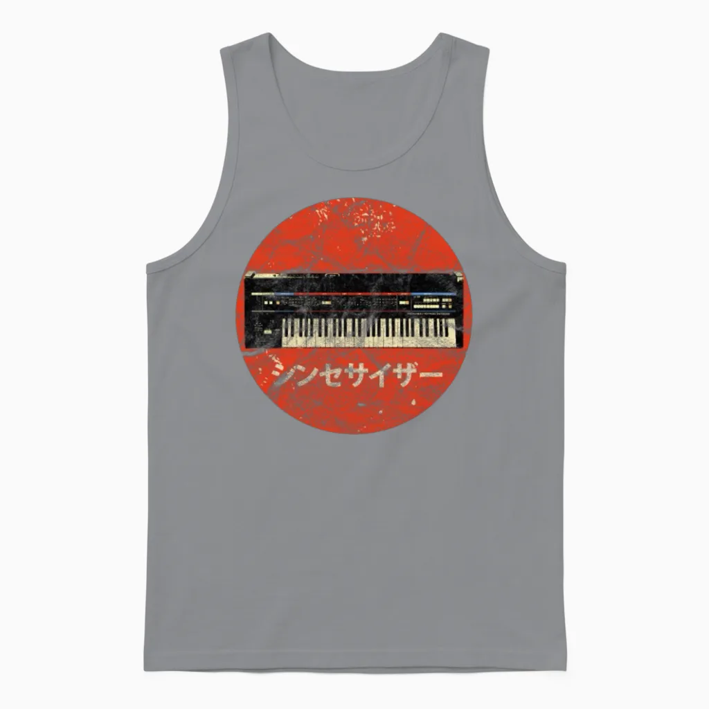 Japanese Analog Synth - Synthesizer Attack Unisex Tank Top in Sport Grey