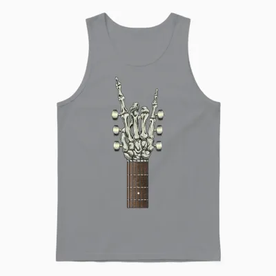 Rock on Skeleton Hand Guitar Gifts Men Graphic Tee Rock Band Unisex Tank Top - Sport Grey