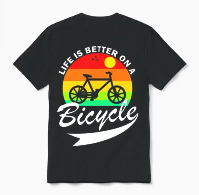 Life Is Better on a Bicycle Retro Unisex T-Shirt - Black