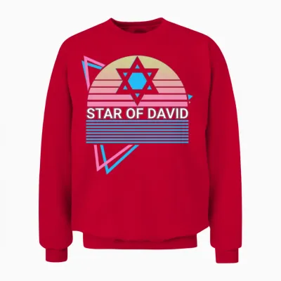 Star of David Jewish Retro Unisex Sweatshirt - Red