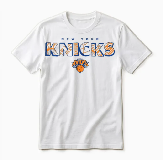 Nba - New York Knicks Logo Knockout Weiß Unisex T-Shirt in White
