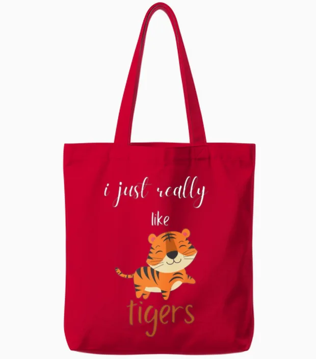 Funny Tiger Tote Bags in Red