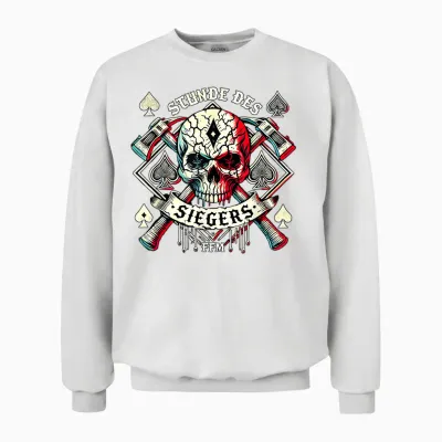 Stunde Des Siegers - Böhser Totenkopf Für Rocker Unisex Sweatshirt - White