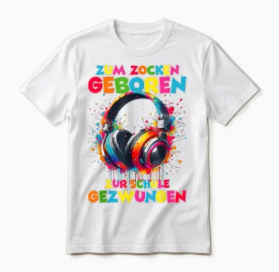 Zum Zocken Geboren Zur Schule Gezwungen Lustiges Gamer Jungs Unisex T-Shirt - White