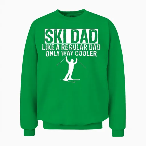 Ski Dad Funny Skiing Unisex Sweatshirt in Irish Green