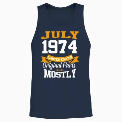 July 1974 Vintage Birthday Present Unisex Tank Top - Navy