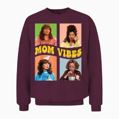 Retro Nineties Mom Vibes Vintage Mother's Day Women's Shirt T-Shirt, Black Unisex Sweatshirt - Maroon