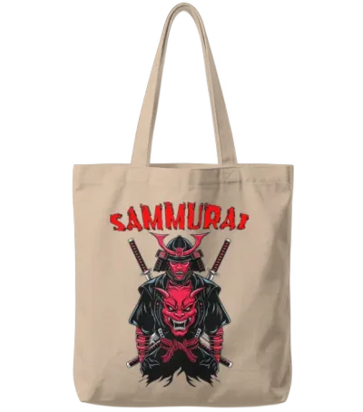 A Striking Vector Japanese Samurai Tote Bags - Natural