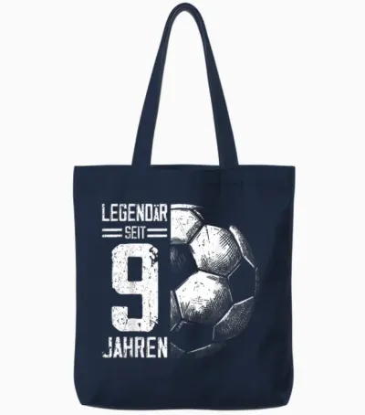 9th Birthday Retro Football Player 9 Years Boy Tote Bags - Navy