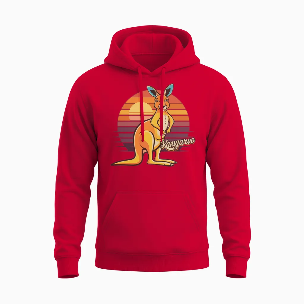 Funny Kangaroo Retro Vintage Unisex Hoodie - Red
