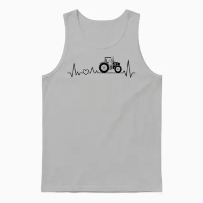 Herzschlag Traktor Trecker Landwirt Bauer Mit Herz Ekg Unisex Tank Top - Ash