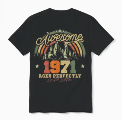 1971 Retro Anniversary Unisex T-Shirt - Black