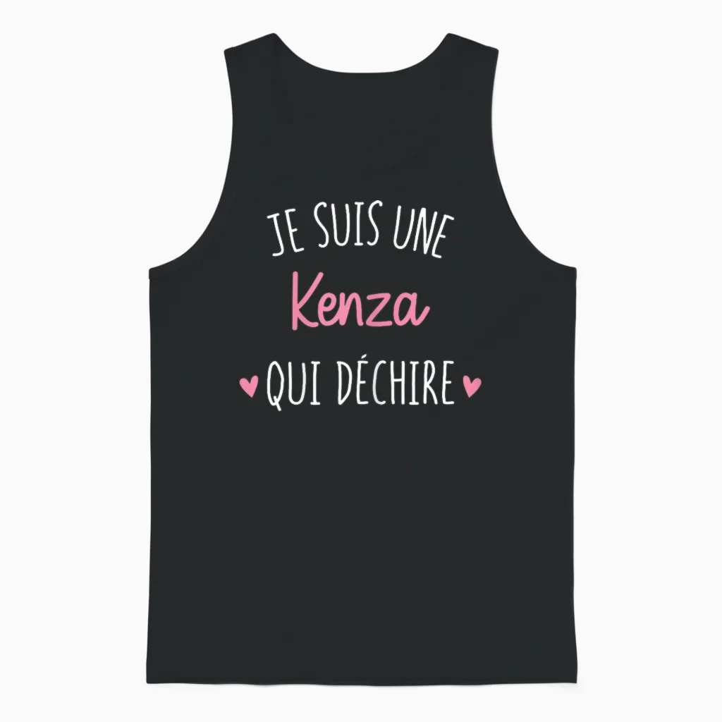 Cadeau Femme Personnalisé Prénom Kenza Qui Déchire Unisex Tank Top in Black