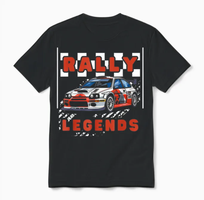 Rally Legends Racing Rally Sport T-Shirt, Black, S Unisex T-Shirt in Black