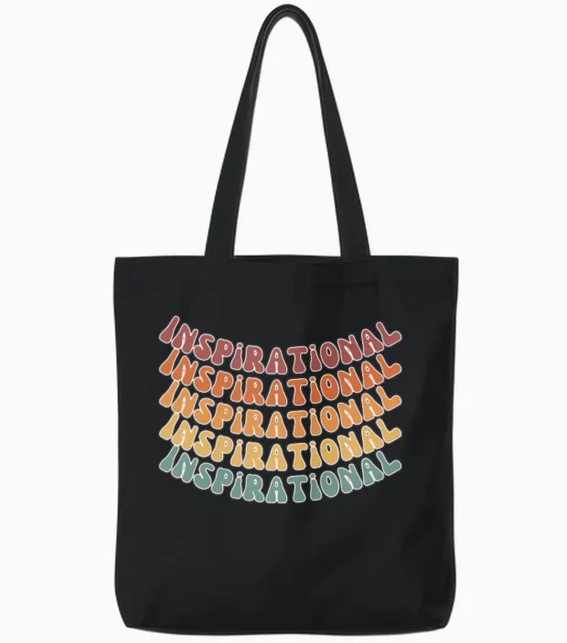 Inspirational Retro Colors Tote Bags in Black