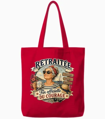 Cadeau Départ Retraite Femme Humour Original Fin Courage Tote Bags - Red