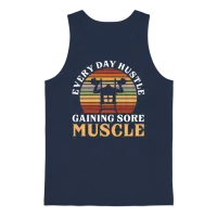 Sore Muscles Hustle Body Builder Fitness Workout Unisex Tank Top - Navy – 1