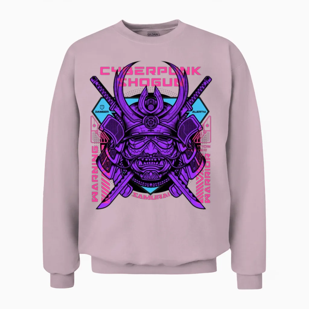 Cyberpunk Shogun Unisex Sweatshirt in Light Pink