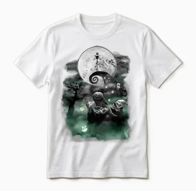 Disney - the Nightmare Before Christmas Haunted Scene Unisex T-Shirt - White