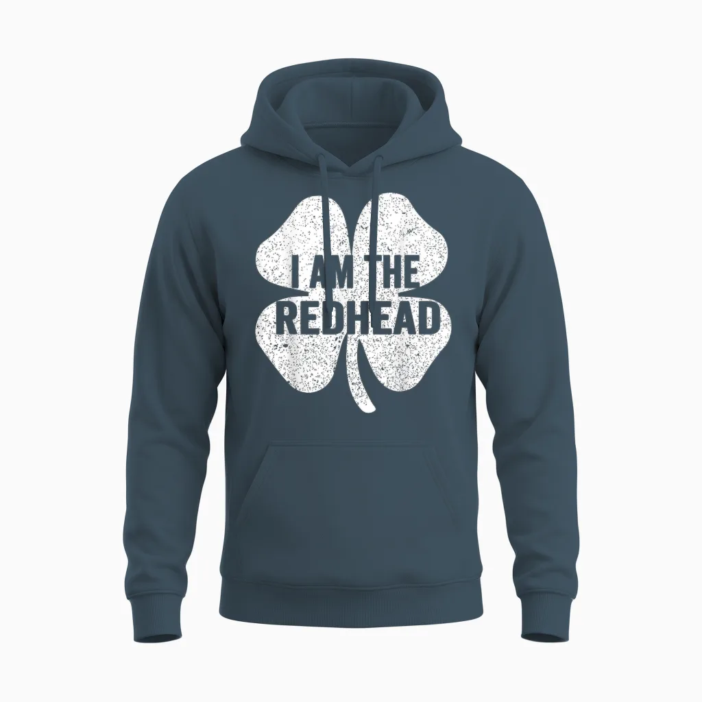 I Am the Redhead Dibs on the Redhead Funny St Patricks Day Unisex Hoodie in Dark Heather