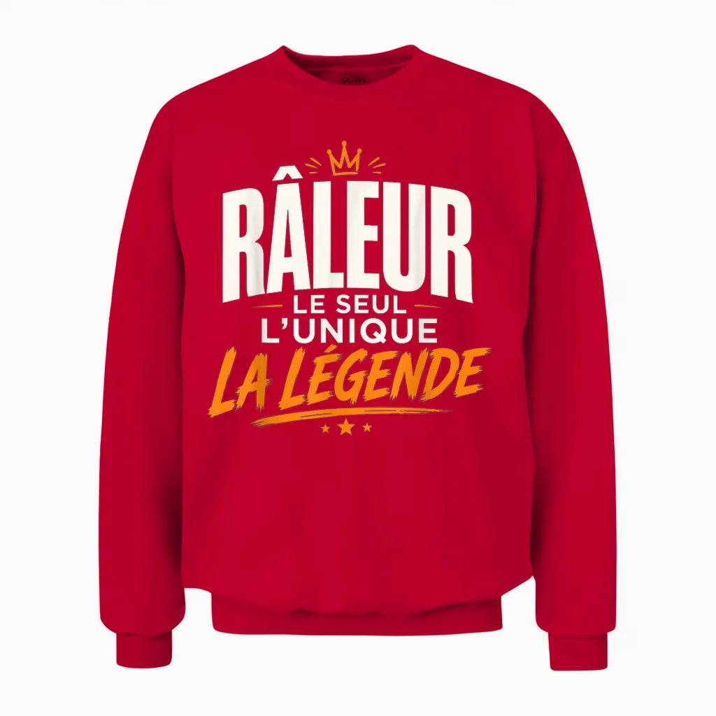 Tee Shirt Homme Râleur Le Seul L'unique La Légende Humour Unisex Sweatshirt in Red
