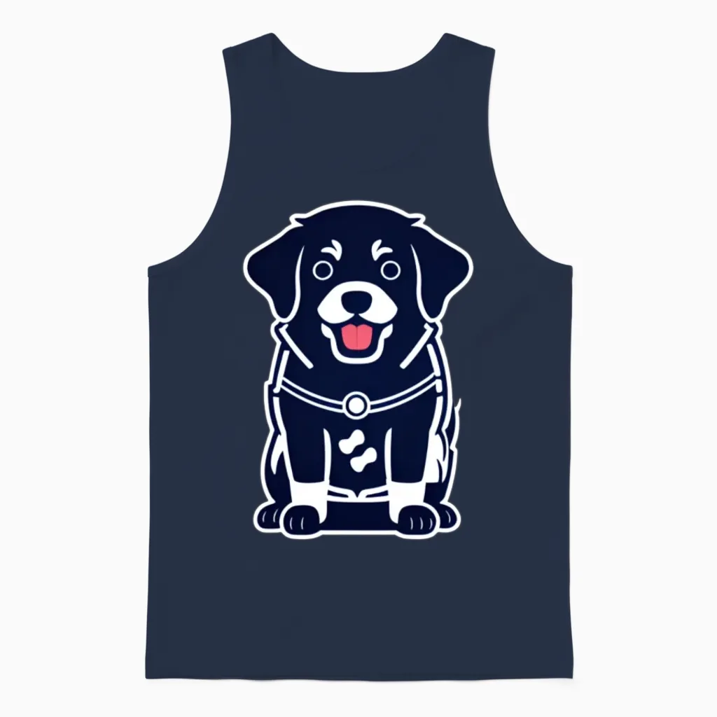 Cute Dog Lovers Gift Unisex Tank Top in Navy
