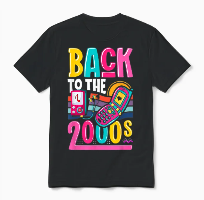 Back to the 2000s Vintage Two Thousand Retro 00s Unisex T-Shirt in Black