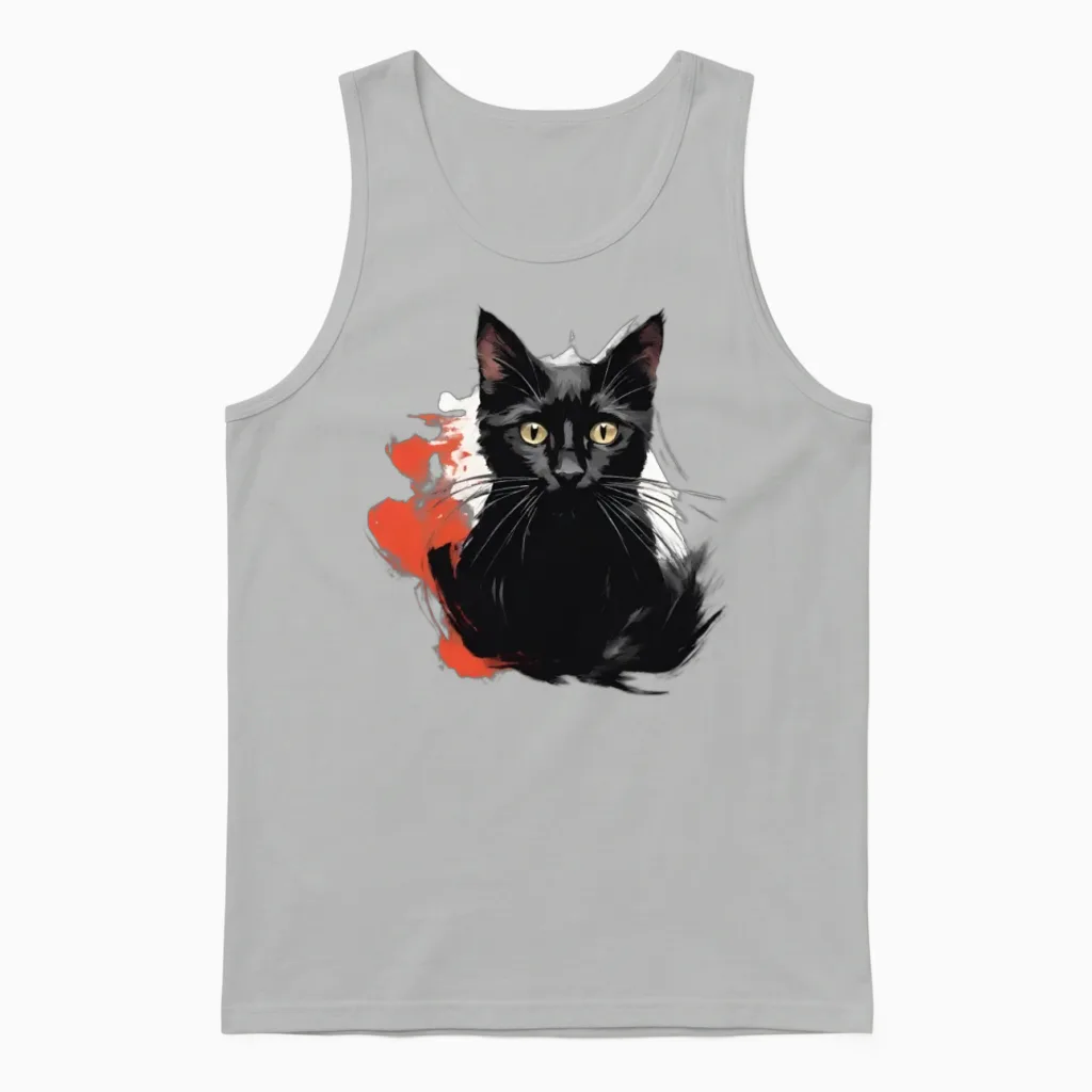 Black Cat Lovers Gift Unisex Tank Top in Ash
