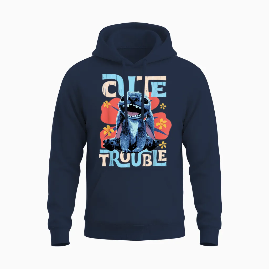 Disney Lilo & Stitch Live-Action Movie Cute Trouble Stitch Unisex Hoodie in Navy