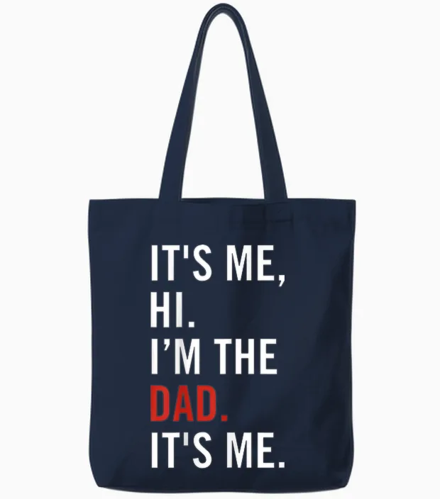 Retro It's Me Hi I'm the Dad It's Me for Mens Dad Tote Bags in Navy