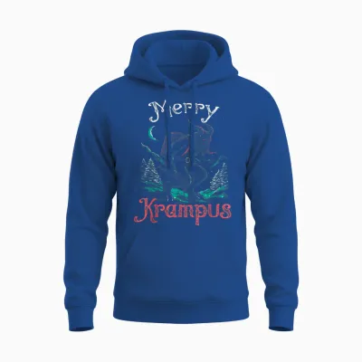 Classic Folklore Christmas Merry Krampus Festive Horror Xmas Unisex Hoodie - Royal
