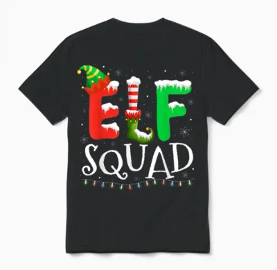 Elf Family Christmas Matching Pajamas Xmas Elf Squad Unisex T-Shirt - Black