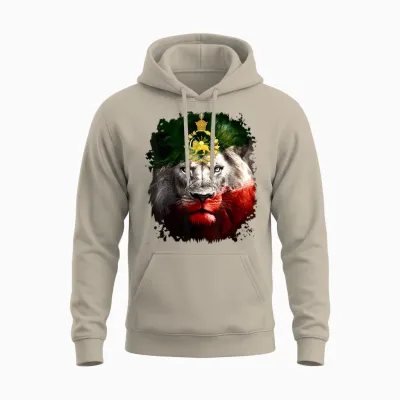 Iranian Flag Gold Lion Head Unisex Hoodie - Sand